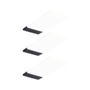 Three flat white LED ceiling lights with black end caps for modern room lighting solutions