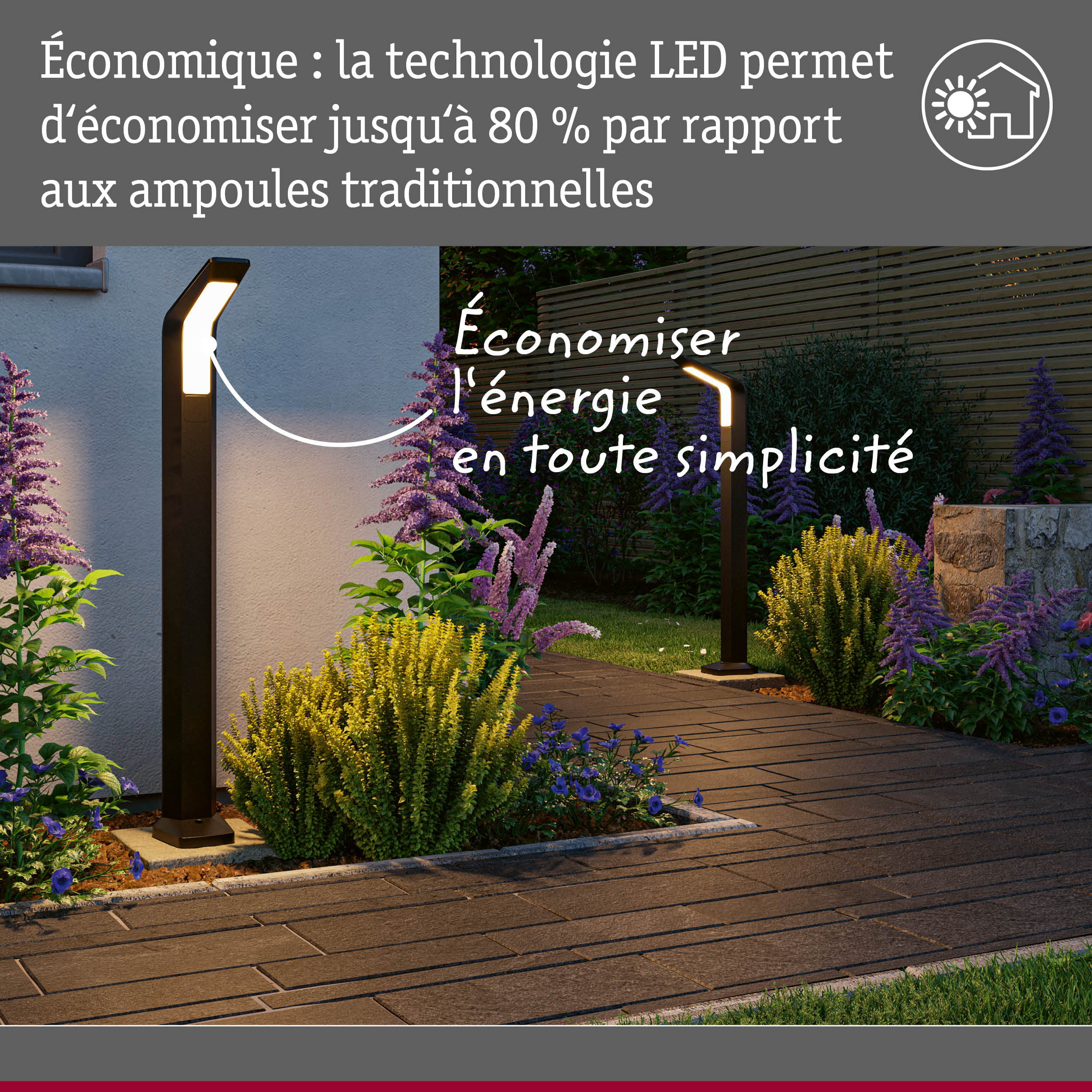 Lampe extérieure LED noire moderne avec technologie économique et lumière blanche chaude