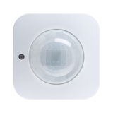 White square motion sensor with round lens for smart lighting control