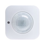 White square motion sensor with round lens for smart lighting control