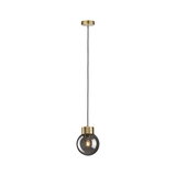 Pendant lamp with smoked glass and brass metal for stylish LED lighting in modern interiors.