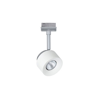 Moderner weißer LED-Strahler aus Metall mit silbernem Anschluss für flexible Beleuchtung