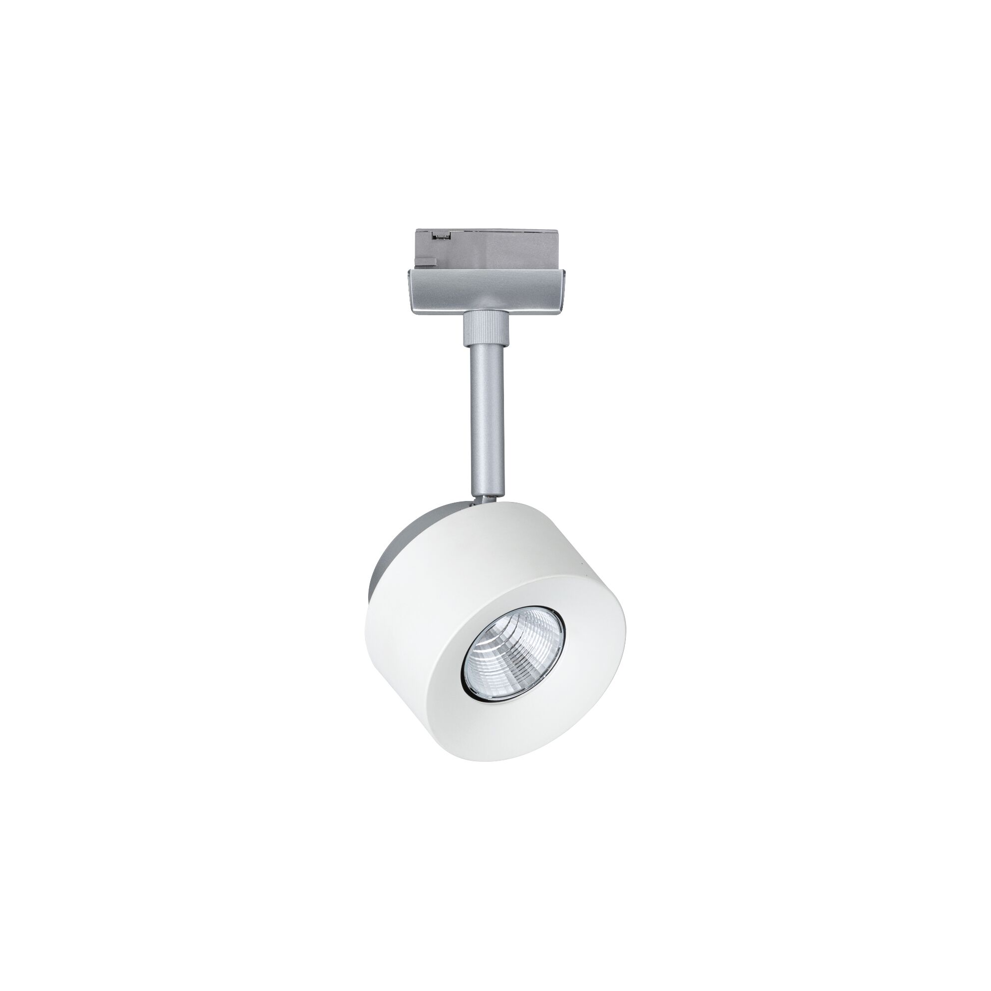 Modern white metal LED spotlight with silver mount for adjustable lighting solutions