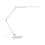 Witte metalen LED-bureaulamp met verstelbare arm voor moderne werkverlichting