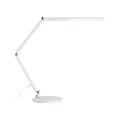 Lampe de bureau LED blanche en métal avec bras réglable pour un éclairage moderne