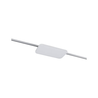 Weißes LED-Transformatorgehäuse aus Kunststoff an silberner Schiene für Lichtsysteme