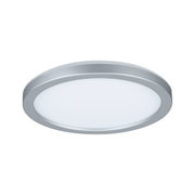 Plafonnier LED rond avec cadre en aluminium argenté et diffuseur blanc pour éclairage moderne
