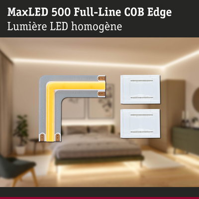 Éclairage d’angle LED MaxLED 500 Full-Line COB Edge gris avec lumière blanche chaude pour pièce moderne