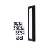 Black LED wall light with motion sensor and number stickers for house number illumination