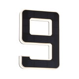 Chiffre 9 solaire LED noire avec bord blanc pour éclairage extérieur et numéro de maison