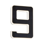 Black LED number 9 with solar panels and warm white light for outdoor lighting solutions
