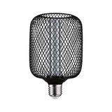 Modern LED bulb with black metal mesh and E27 base for decorative lighting