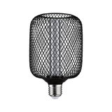 Modern LED bulb with black metal mesh and E27 base for decorative lighting