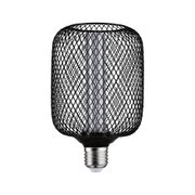 Modern LED bulb with black metal mesh and E27 base for decorative lighting