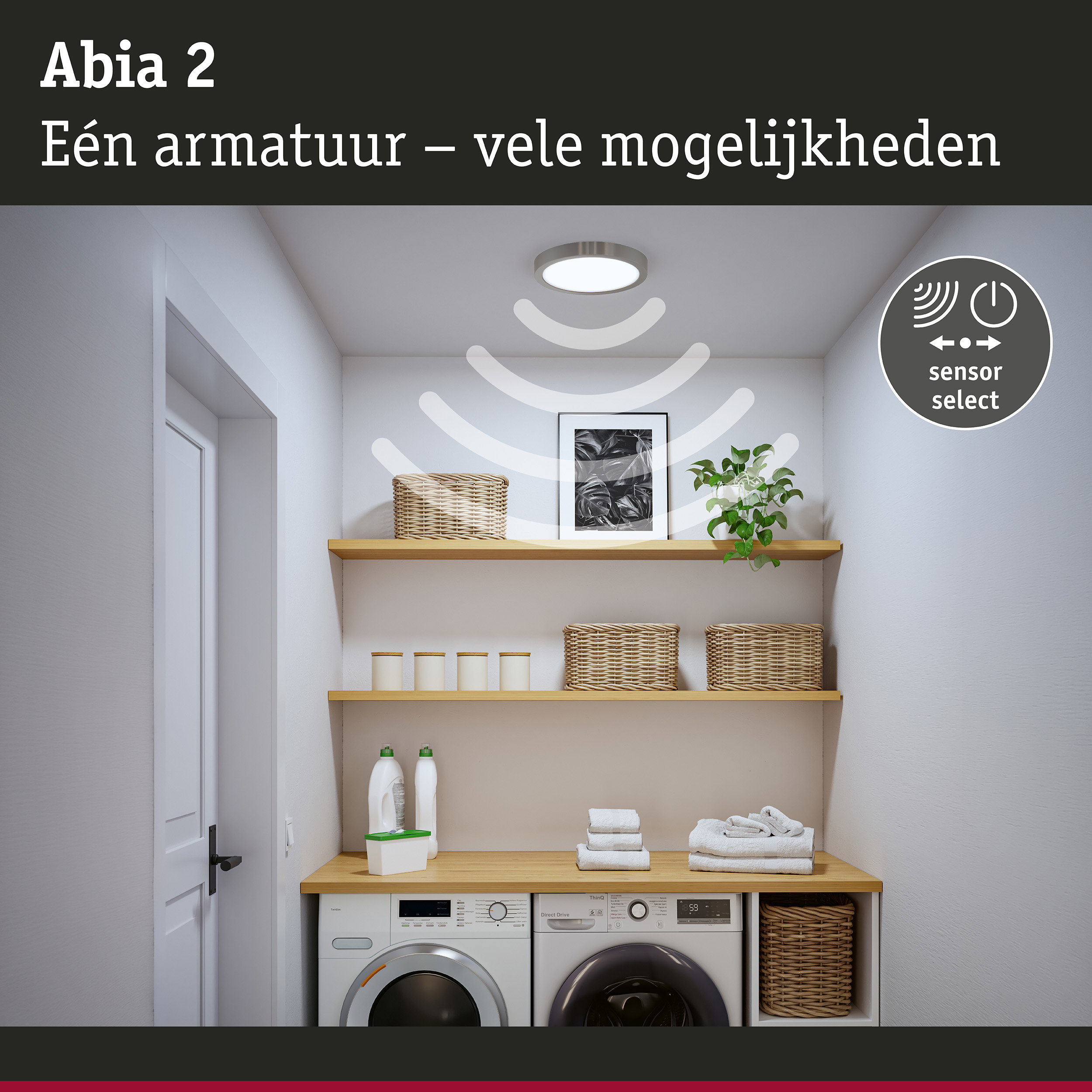 Abia 2 LED-plafondlamp van roestvrij staal met sensorbediening voor veelzijdige verlichting
