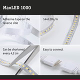 MaxLED 1000 LED strip with 144 LEDs/m, adhesive tape, cuttable every 4.2 cm, easy to connect