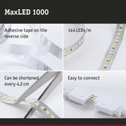 MaxLED 1000 LED strip with 144 LEDs/m, adhesive tape, cuttable every 4.2 cm, easy to connect