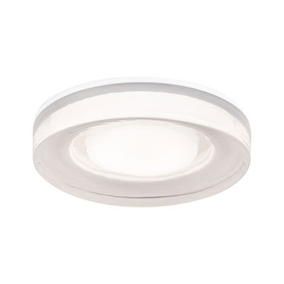Ronde LED-plafondlamp van wit glas met energiezuinige verlichting voor woonruimtes.