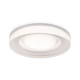 Plafonnier LED rond en verre blanc avec éclairage économique pour espaces de vie.