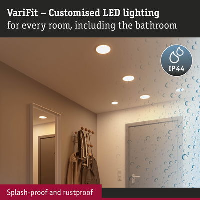 VariFit white LED recessed lights, splash-proof and rustproof, perfect for bathroom and room lighting