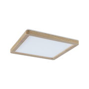 Plafonnier carré avec cadre en bois et diffuseur blanc pour un éclairage moderne