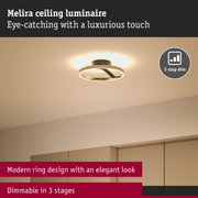 Melira ceiling luminaire with modern gold ring design and 3-step dimmable LED lighting