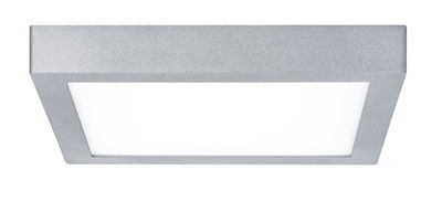 Square ceiling light in silver aluminum with white diffuser for modern room lighting