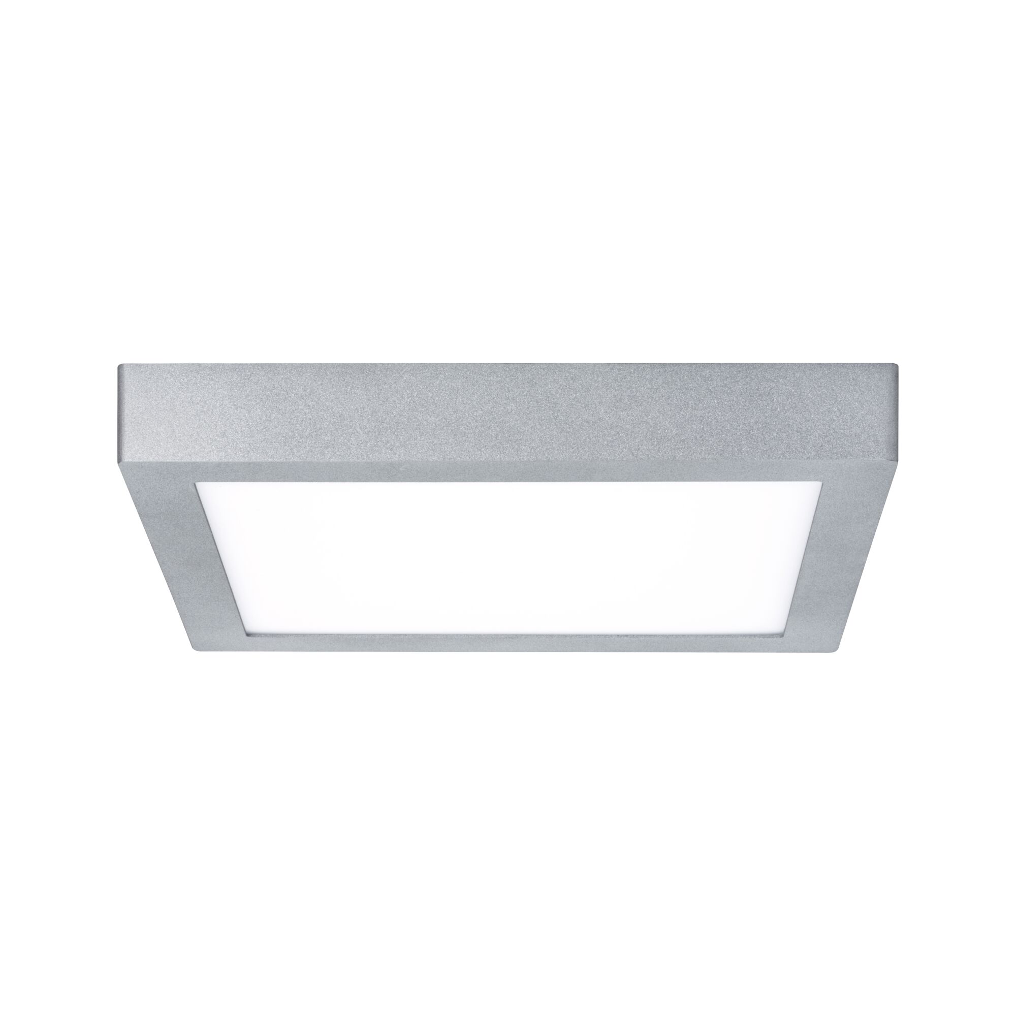 Vierkante LED-plafondlamp van zilverkleurig aluminium met witte diffuser voor moderne verlichting