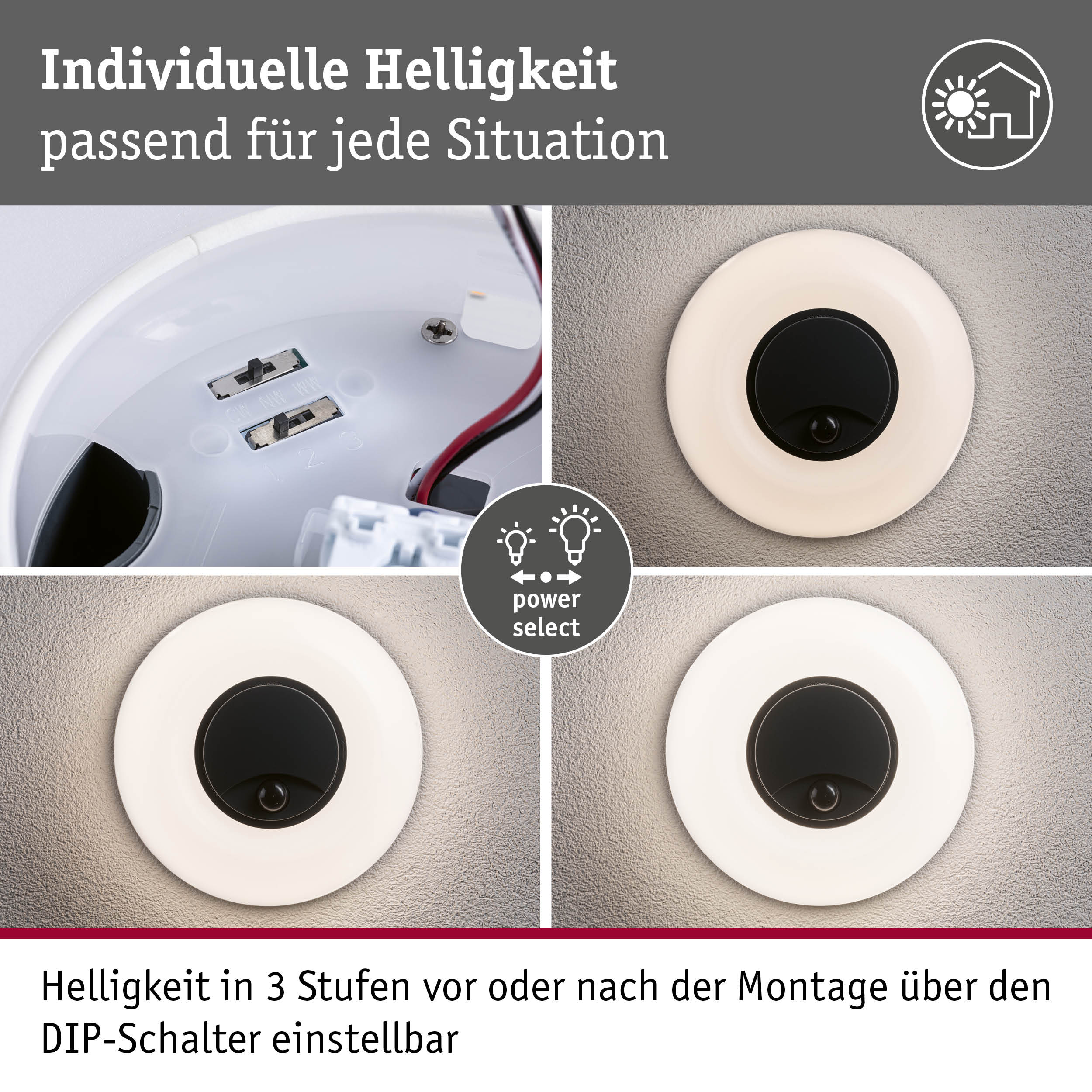 LED Außenwandleuchte Aureva inkl. Bewegungsmelder IP65 rund 220mm 2200 - 4000K 20,5W 1630lm 230V Anthrazit/Weiß Polycarbonat