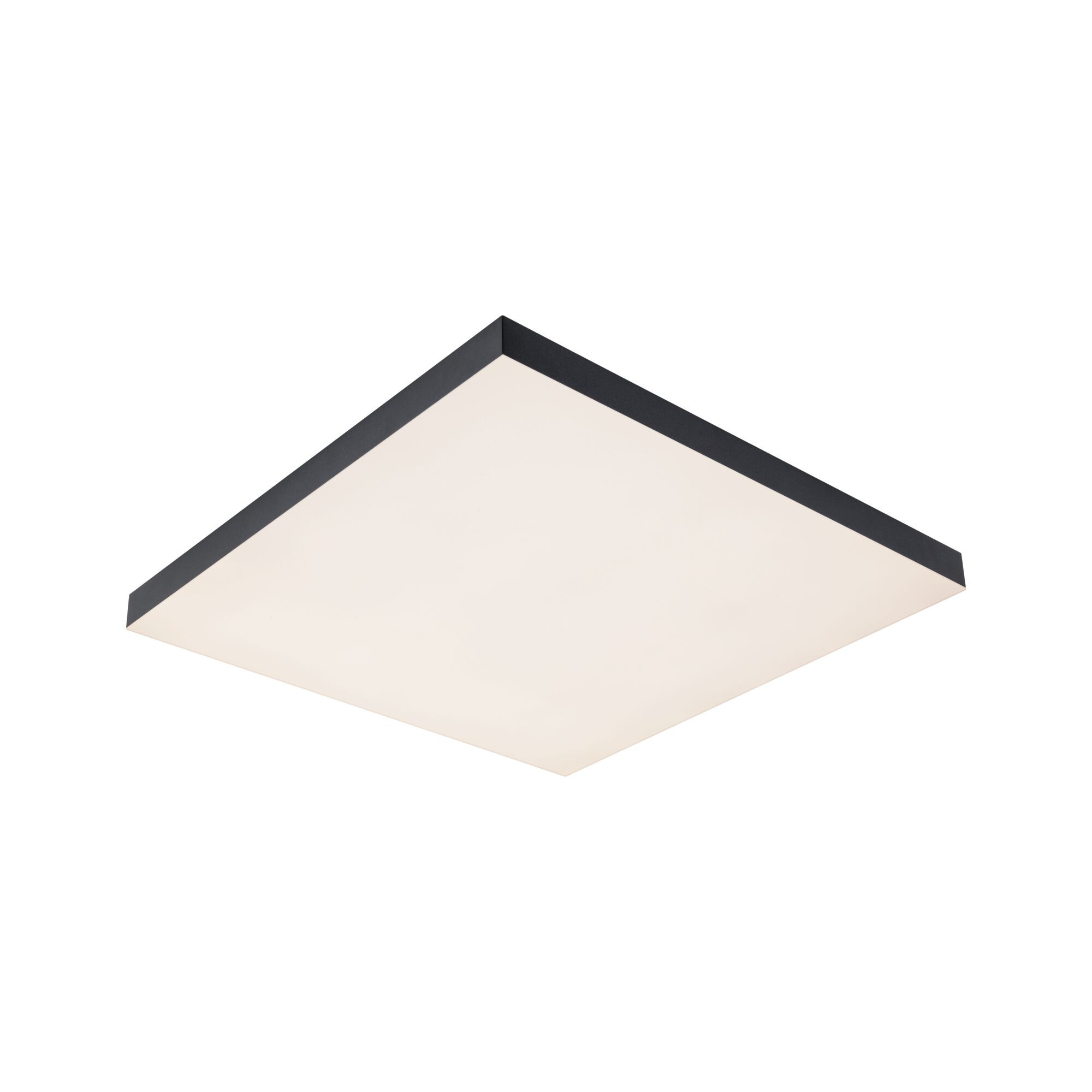 Quadratische LED-Deckenleuchte mit schwarzem Rahmen und weißem Diffusor für modernes Raumlicht