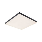 Square ceiling light with black metal frame and white diffuser for modern room lighting