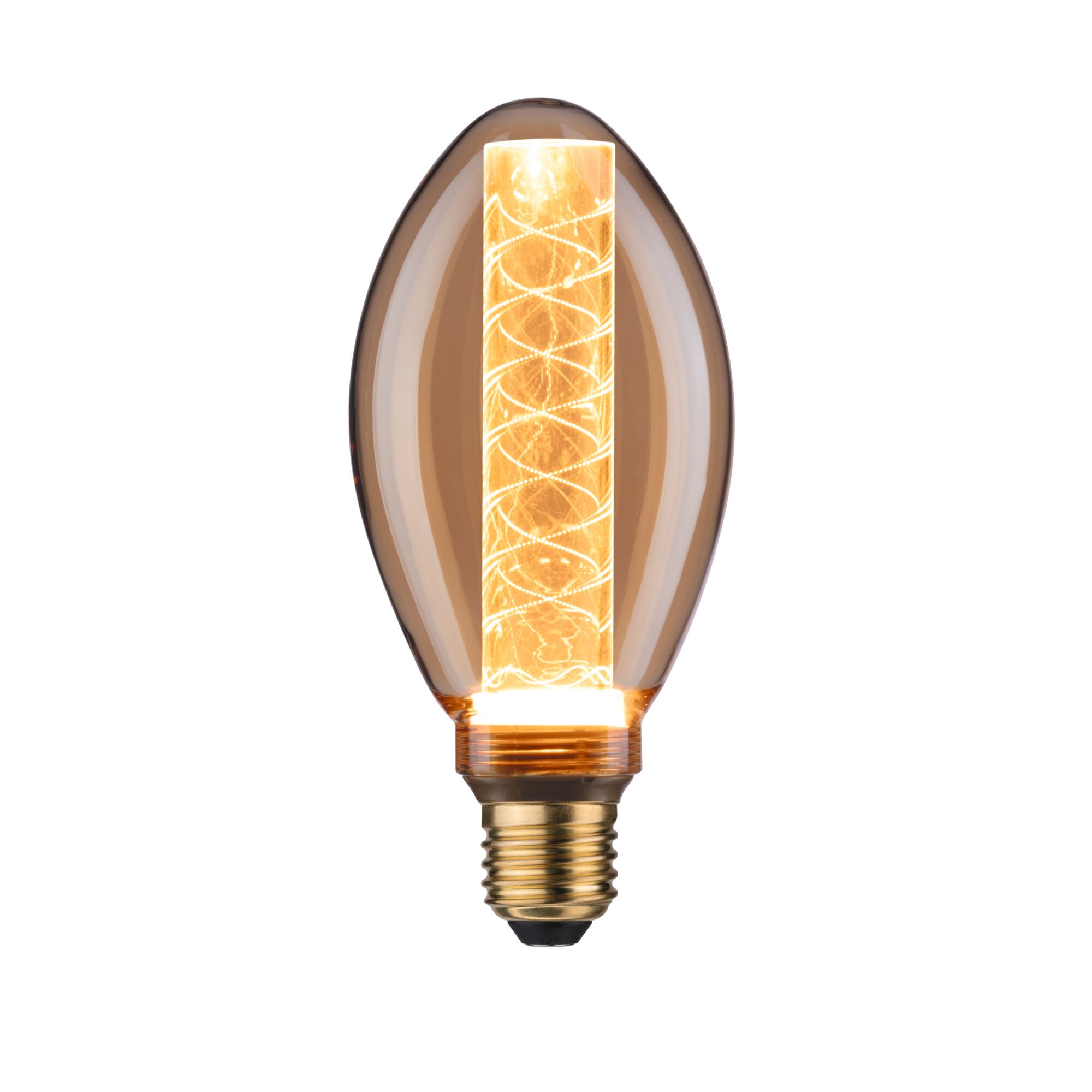 Inner Glow Edition LED Birne Innenkolben Spiralmuster E27 230V 230lm 4W 1800K Gold LED-Leuchtmittel in Bernstein mit Spiralfaden, energiesparende Vintage-Glühbirne für Wohnraumbeleuchtung