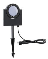 Black LED garden light with ground spike and cable for outdoor lighting and garden decoration