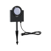 Black LED outdoor light with ground spike and cable for garden and exterior lighting