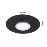 Panneau LED rond avec bord en feutre noir, diamètre 450 mm, hauteur 50 mm, lampe de plafond moderne