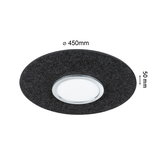 Panneau LED rond avec bord en feutre noir, diamètre 450 mm, hauteur 50 mm, lampe de plafond moderne