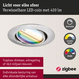 Verstelbare LED-inbouwspot met zilverkleurige aluminium rand en 420 lumen helderheid