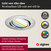 Ronde inbouw LED-armatuur van geborsteld aluminium met dimbare RGBW-verlichting en slimme bediening