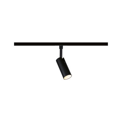 Black aluminium track spotlight with warm white light for modern interior lighting solutions