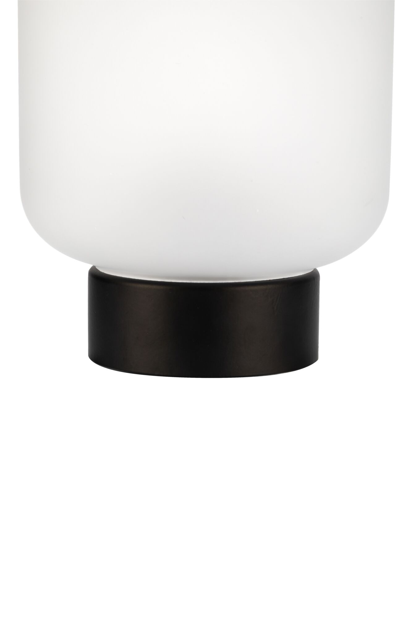 Modern white glass lampshade with black base for stylish indoor lighting solutions