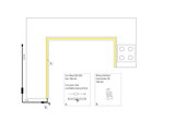 Technical drawing of 5 m MaxLED 500 LED strip with 1.5 m cable and IR dimmer switch for lighting.