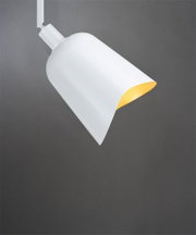 Modern white metal spotlight with warm white light for versatile indoor lighting