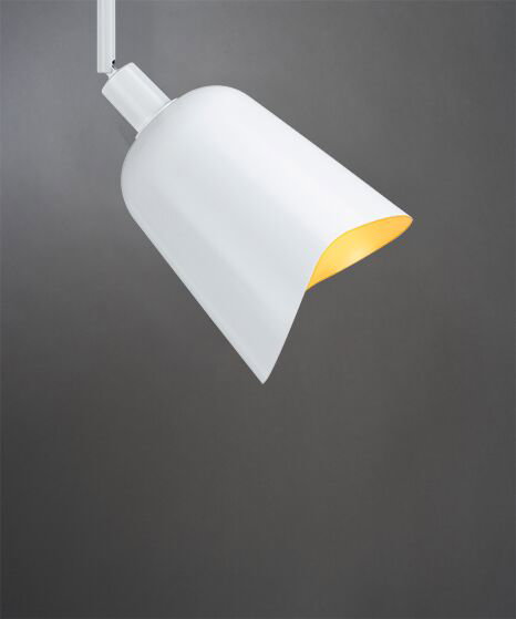 Modern white metal spotlight with warm white light for versatile indoor lighting