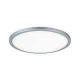 Round LED ceiling light with silver aluminum frame and white diffuser for modern room lighting
