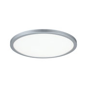 Plafonnier LED rond avec cadre en aluminium argenté et diffuseur blanc pour éclairage moderne