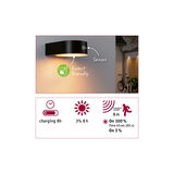 Black LED outdoor wall light with sensor and insect-friendly light for energy-saving garden illumination