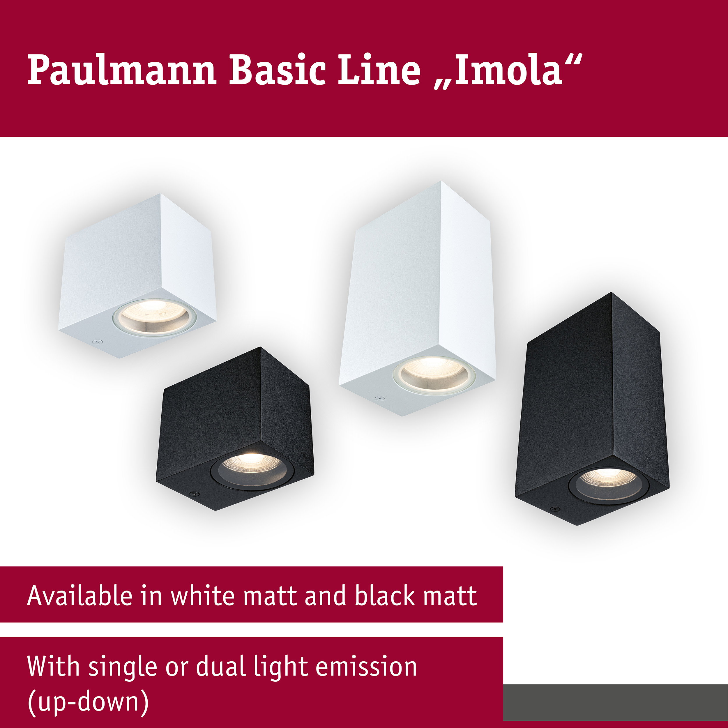 Wall light Imola IP44 GU10 230V max. 10W Black matt