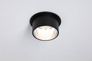 Black metal ceiling light with round design and warm white LED for modern interior lighting