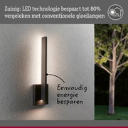 Moderne grijze LED-wandlamp met energiebesparende technologie en warm wit licht voor buitengebruik