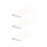 Three white LED ceiling lights with silver aluminum frame for modern indoor lighting